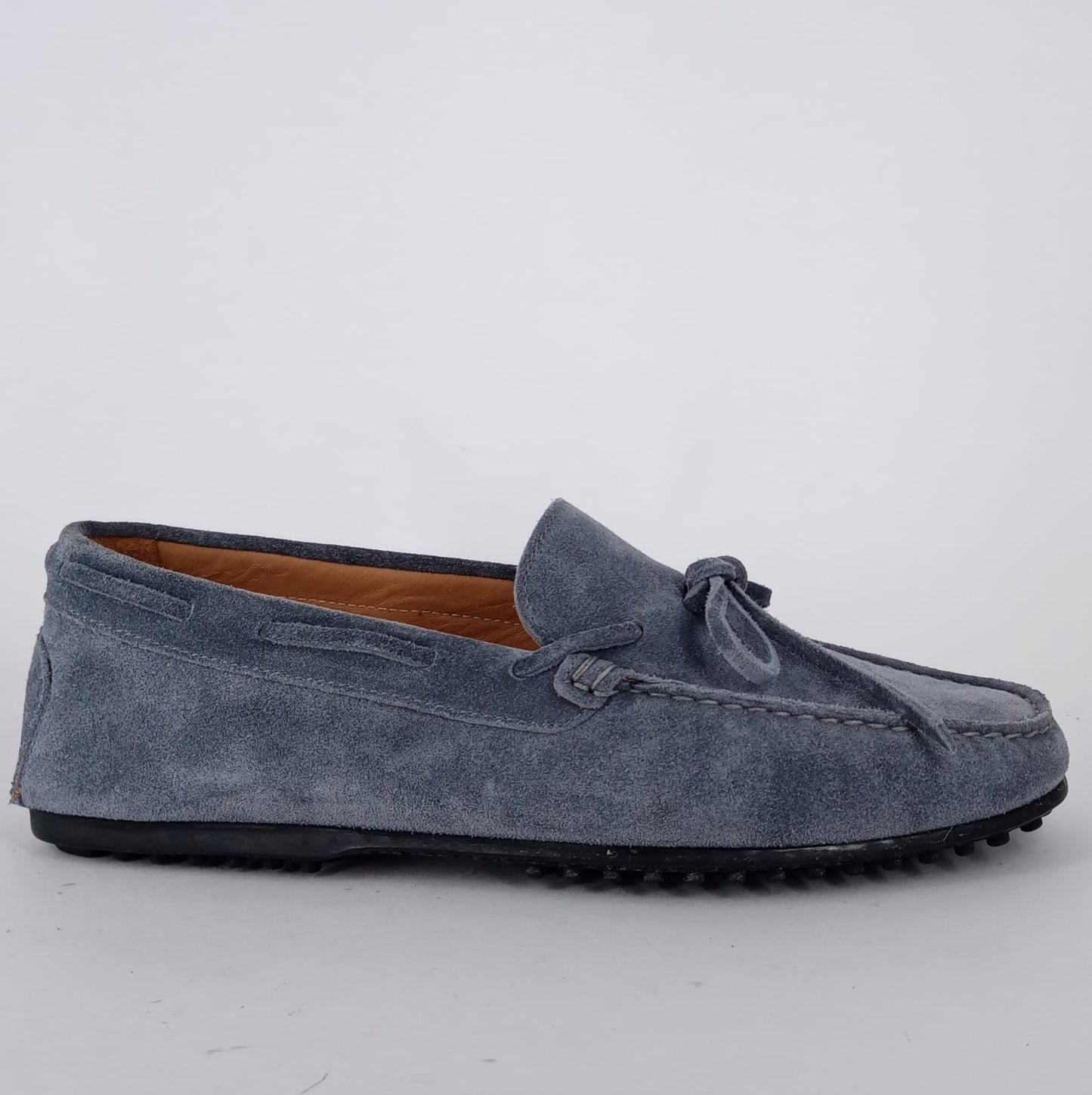 Mastro Domenico RIVER - Mocassino uomo con laccetti in camoscio azzurro.