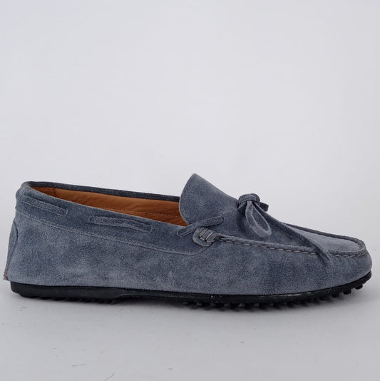 Mastro Domenico RIVER - Mocassino uomo con laccetti in camoscio azzurro.