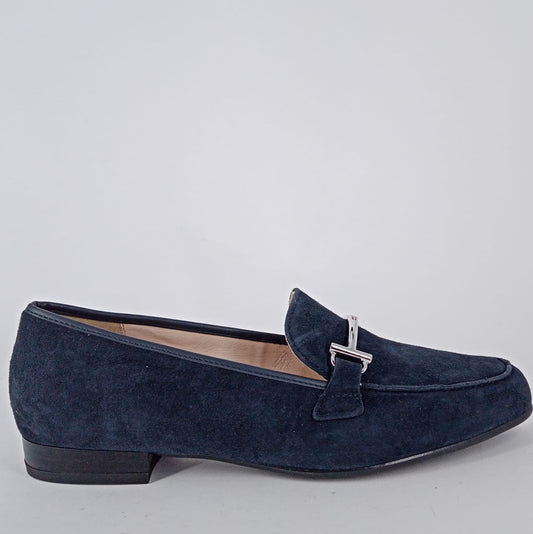 Ara - Mocassino in morbido camoscio blu con accessorio.