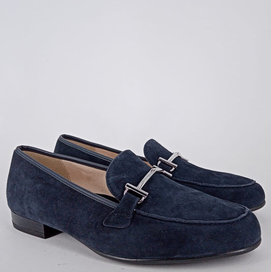 Ara - Mocassino in morbido camoscio blu con accessorio.