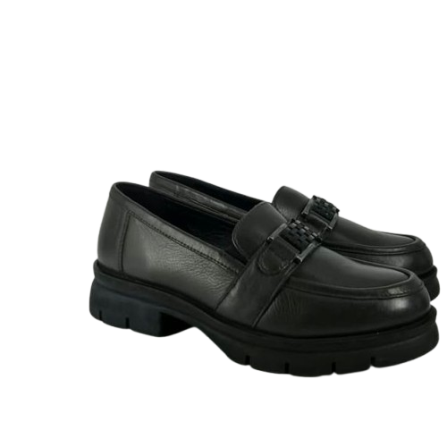 Melluso - Mocassino in pelle marrone con accessorio.