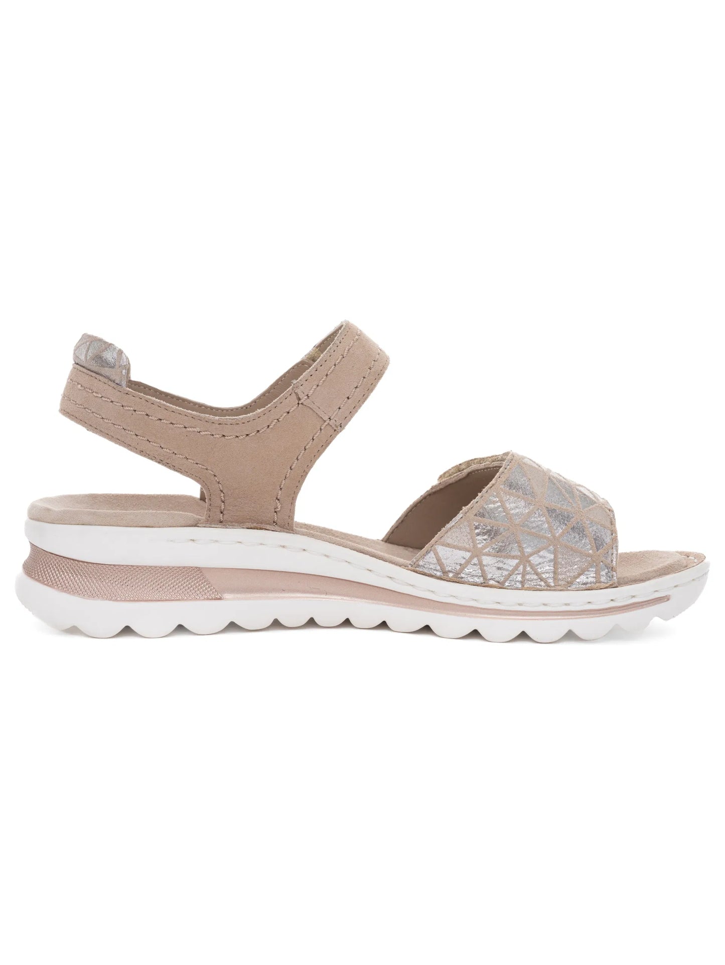 Ara - Sandali comodo in pelle serigrafata beige.