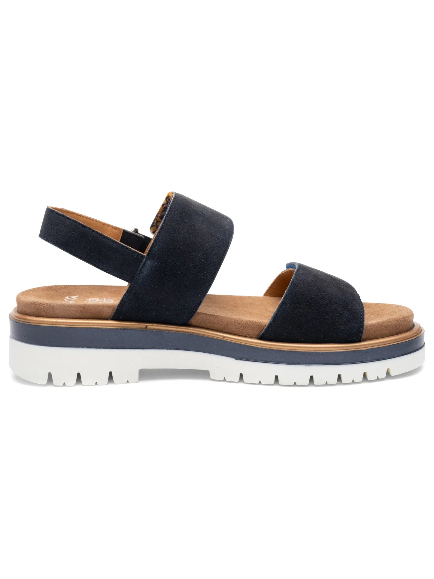 Ara - Sandali comodi in pelle scamosciata blu con fibbia tartarugata.