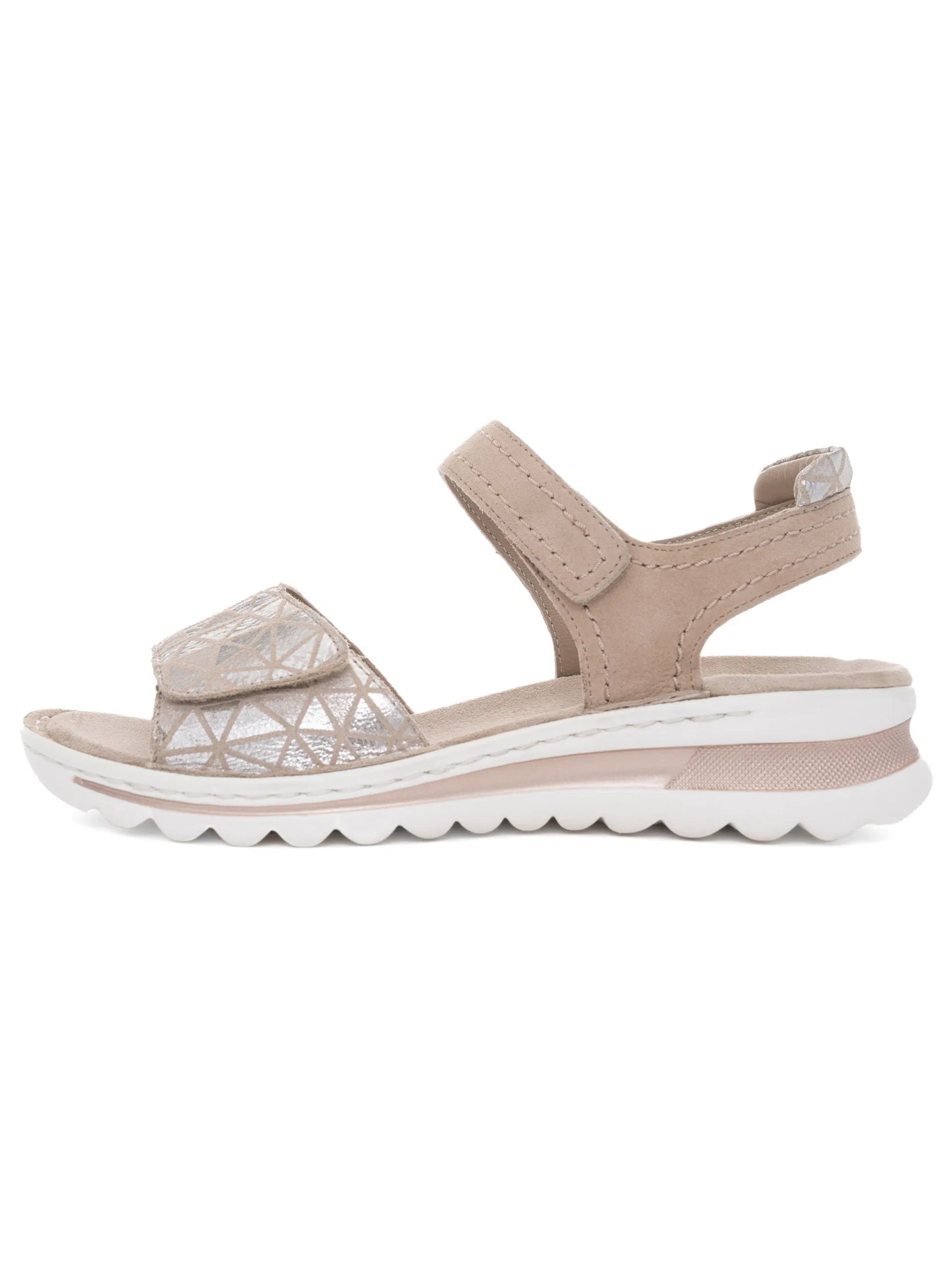 Ara - Sandali comodo in pelle serigrafata beige.