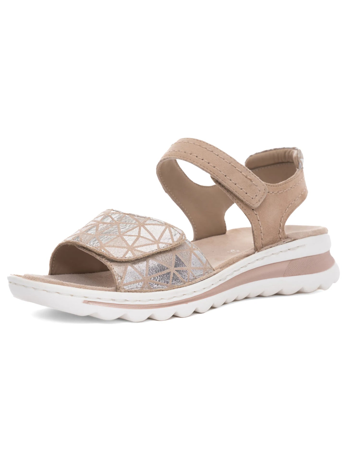 Ara - Sandali comodo in pelle serigrafata beige.