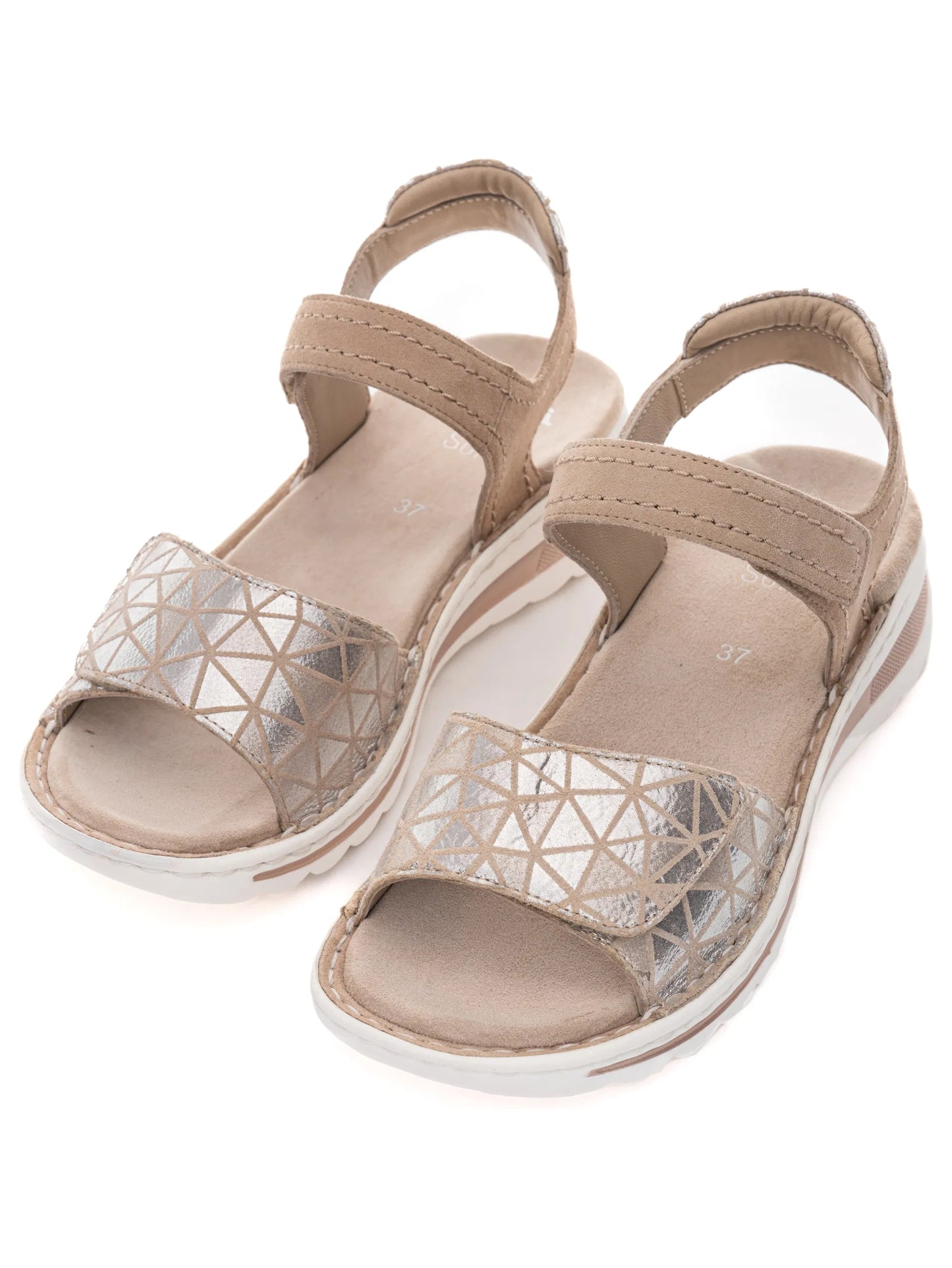 Ara - Sandali comodo in pelle serigrafata beige.