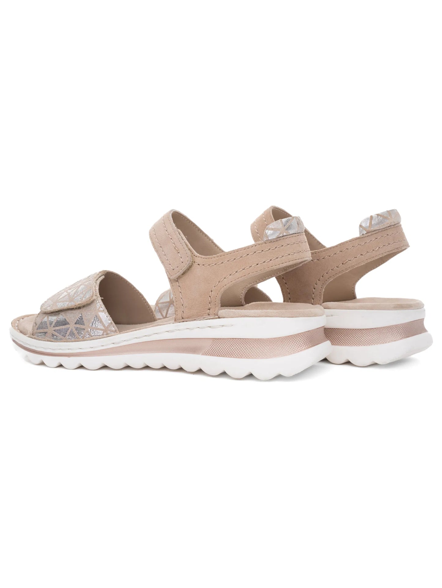 Ara - Sandali comodo in pelle serigrafata beige.