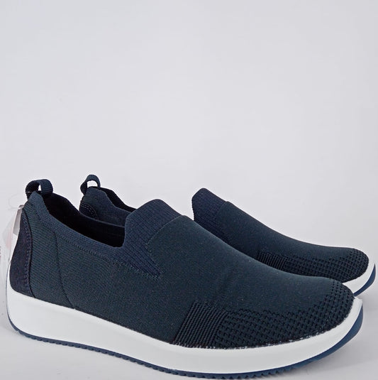 Ara - Mocassino con fascia elastica blu.