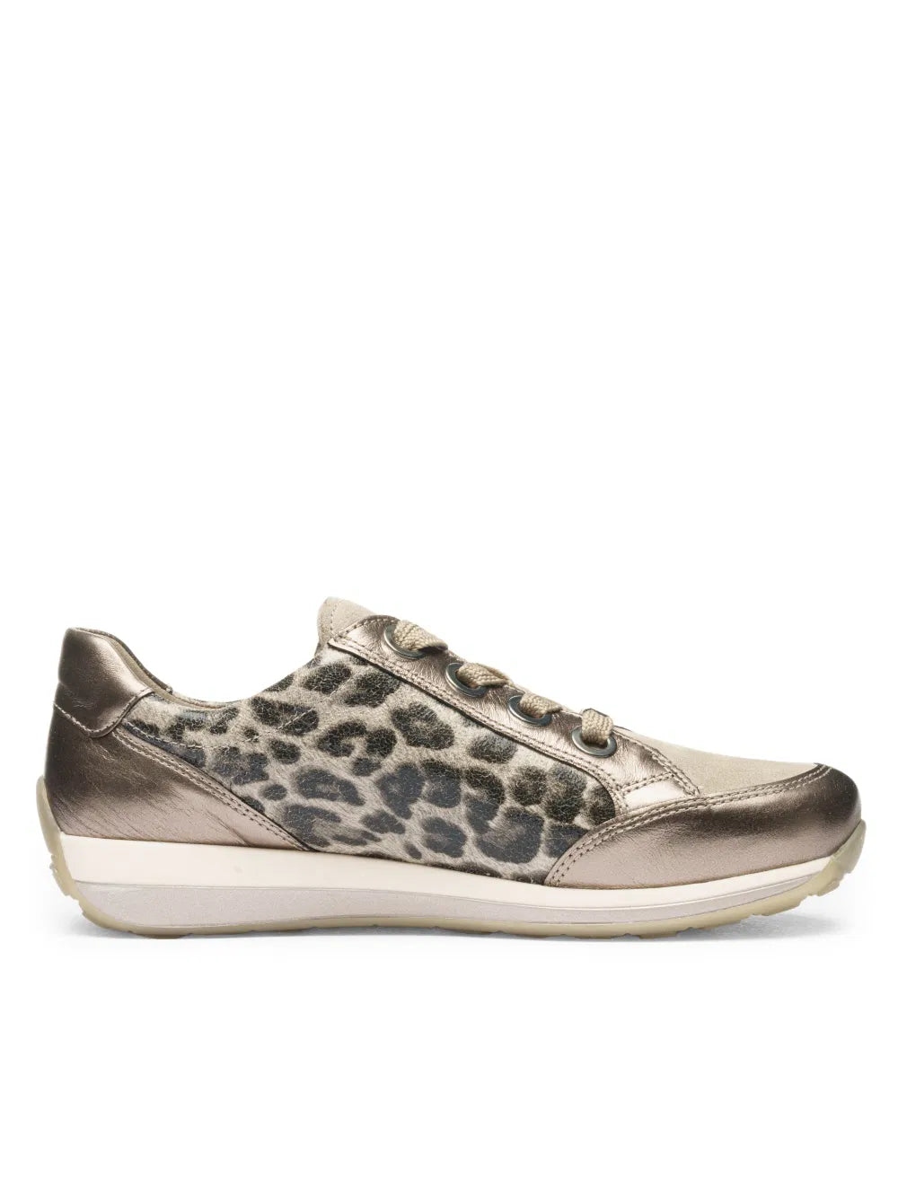 Ara - Sneaker donna in pelle beige  con animalier.
