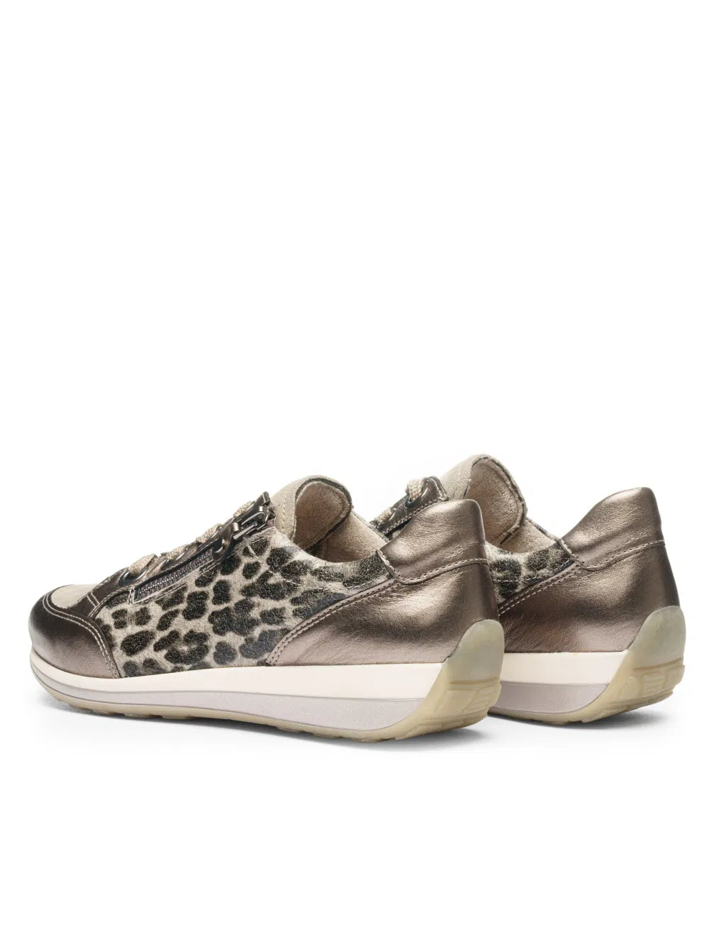 Ara - Sneaker donna in pelle beige  con animalier.
