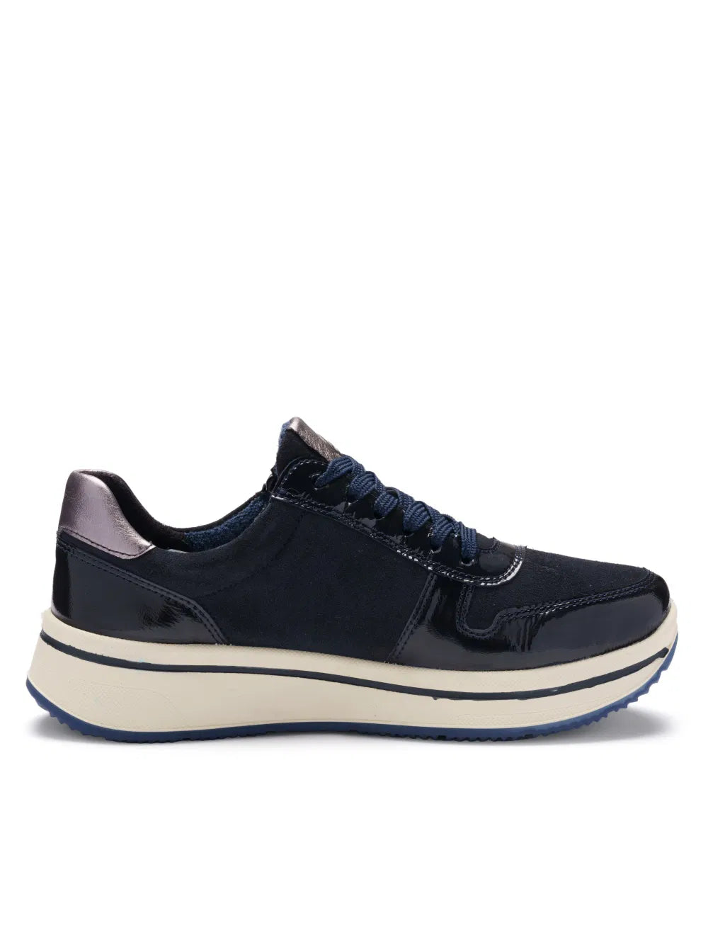 Ara - Sneakers in pelle e camoscio blu con zip.