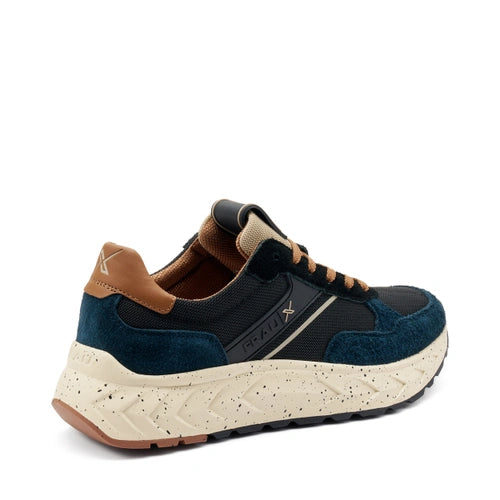 Frau - sneakers uomo in pelle e in pelle scamosciata blu.