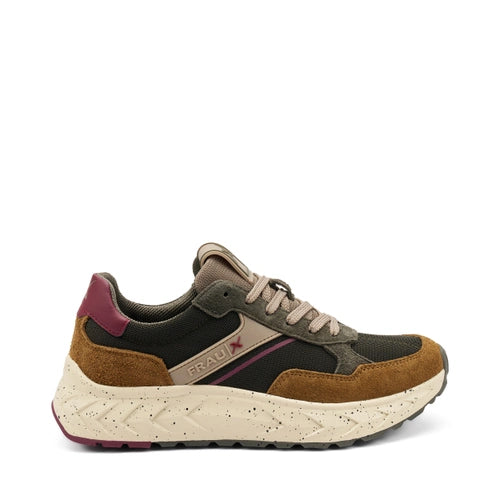 Frau -  Sneakers uomo in pelle e in pelle scamosciata marrone.