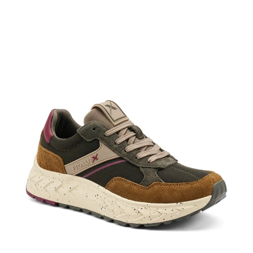 Frau -  Sneakers uomo in pelle e in pelle scamosciata marrone.