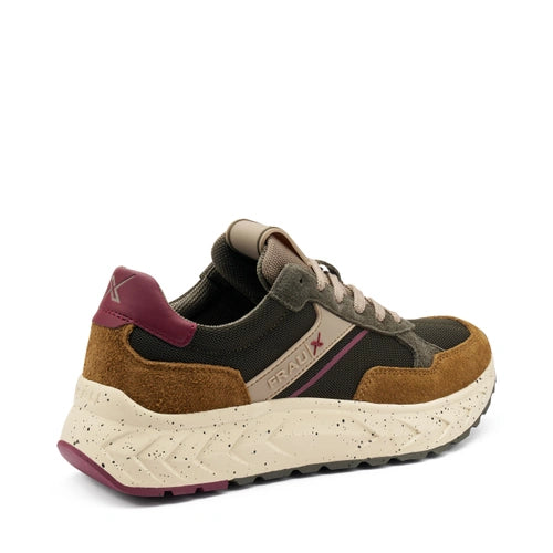 Frau -  Sneakers uomo in pelle e in pelle scamosciata marrone.
