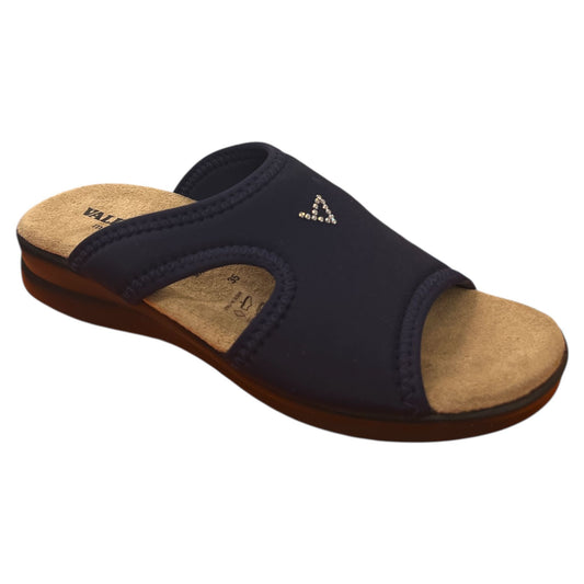 VALLEVERDE- Ciabatta da donna elesticizzata blu.