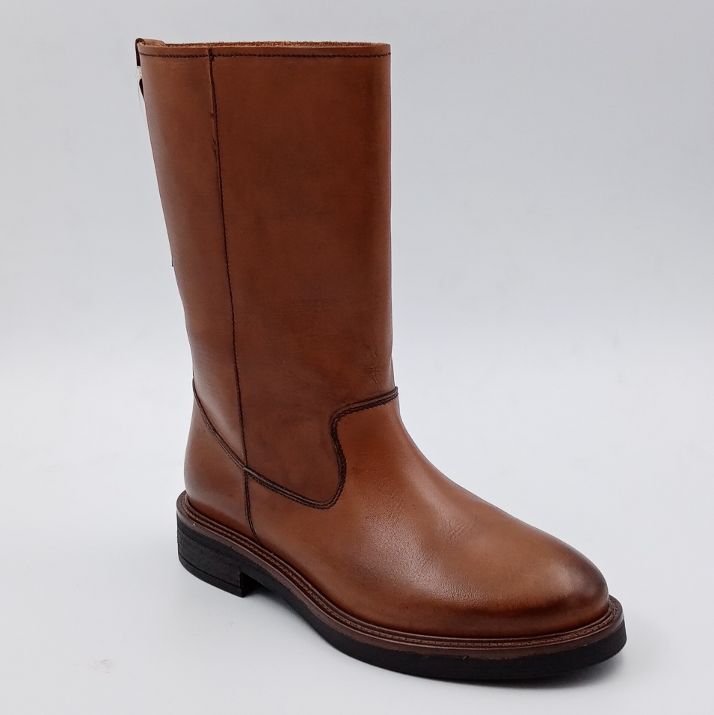 FRAU - Stivale mezzo polpaccio in pelle cuoio -30%