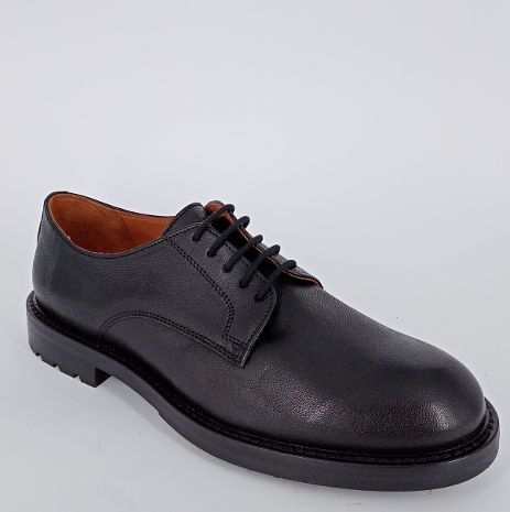 FRAU . Derby classico uomo in pelle nera . -30%