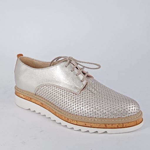 ELLEN BLAKE . Allacciata in pelle platino -50%