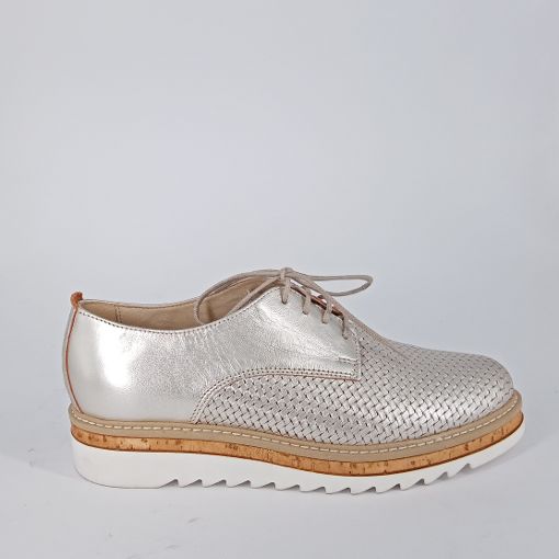 ELLEN BLAKE . Allacciata in pelle platino -50%
