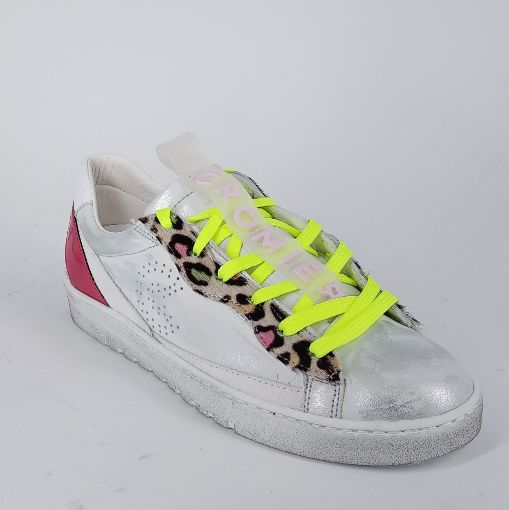 CROMIER . Sneakers in pelle bianca  argento e fuxia  -50%