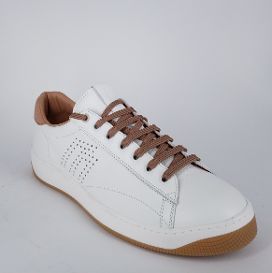 FRAU . Sneakers in pelle bianca e riporti cuoio  - 30%