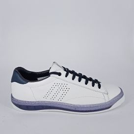 FRAU . Sneakers in pelle bianca e riporti blu -30%