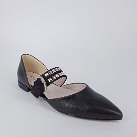 LOTTI . Ballerina in pelle nera  con cinghia . -50%