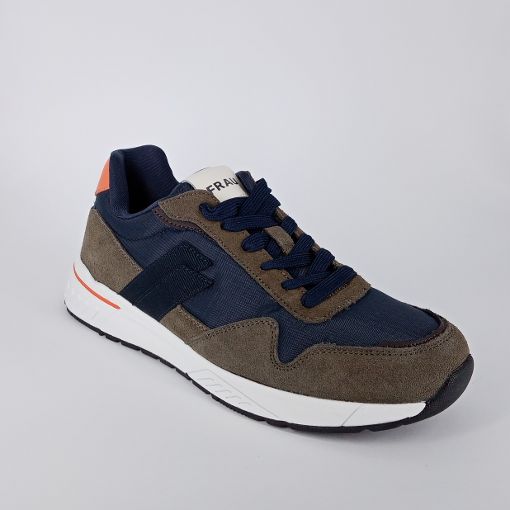 FRAU . Sneakers uomo in camoscio verde bosco e blu