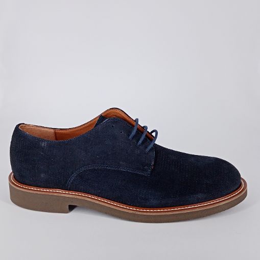 FRAU . Derby uomo in camoscio blu .