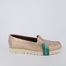 COMFORT . Mocassini in pelle laminata platino . 20%