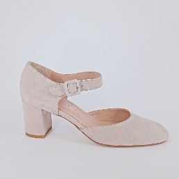 CINZIA VALLE . Decolletè in camoscio beige . -40%