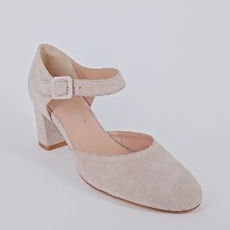 CINZIA VALLE . Decolletè in camoscio beige . -40%