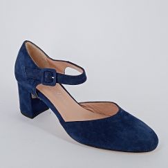CINZIA VALLE . Decolletè in camoscio blu . -40%