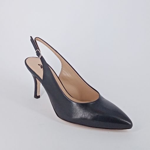 MELLUSO . Slingback decolletè in pelle blu . -30%
