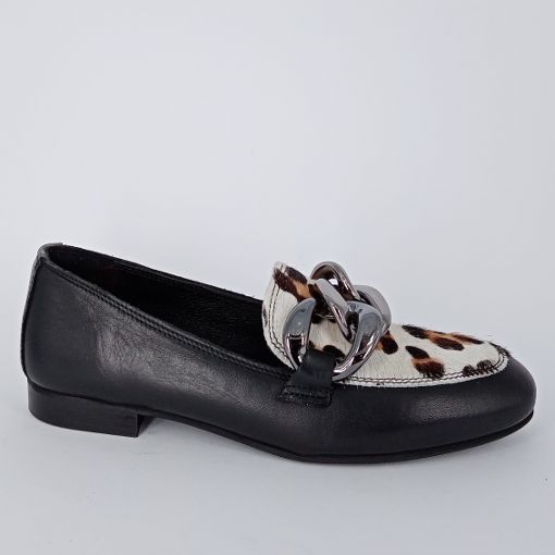 MARCONATOSTYLE  - Mocassino in pelle nera e animalier  - 50%
