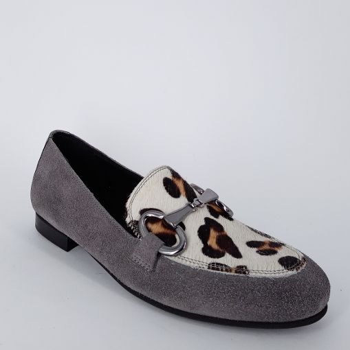 MARCONATOSTYLE - Mocassino in camoscio grigio e animalier  - 50%