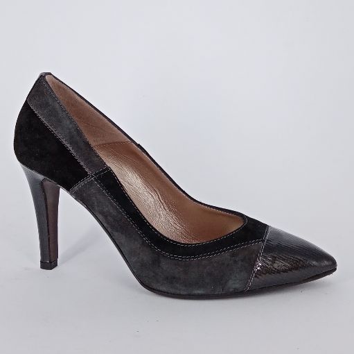 MELLUSO   - Decoltè in camoscio grigio e nero e punta in vernice    -50  %