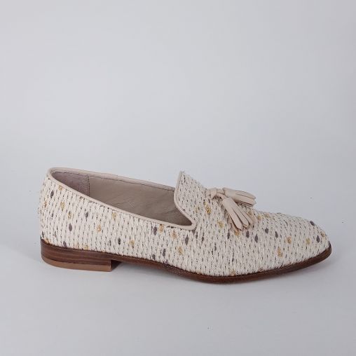 Frau  - Mocassino in cotone con nappine. -30%