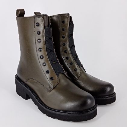 Melluso - Stivaletti in pelle verde oliva. - 30%