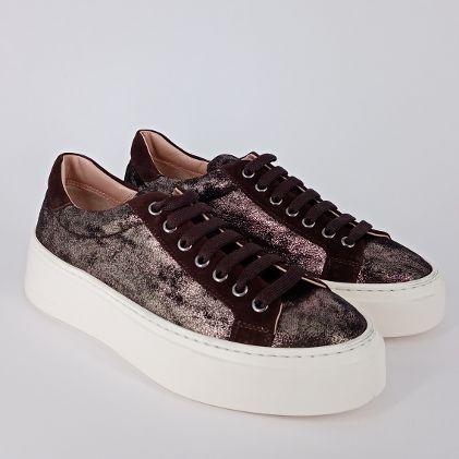 Cinzia Valle - Sneakers in pelle laminata testa di moro . -30%