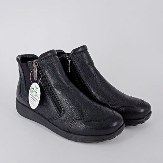 Ara - Stivaletto in pelle nera con 2 zip laterali .