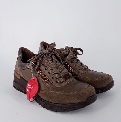 ARA - Sneakers verde bosco con lacci e zip . -