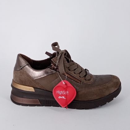 ARA - Sneakers verde bosco con lacci e zip . -