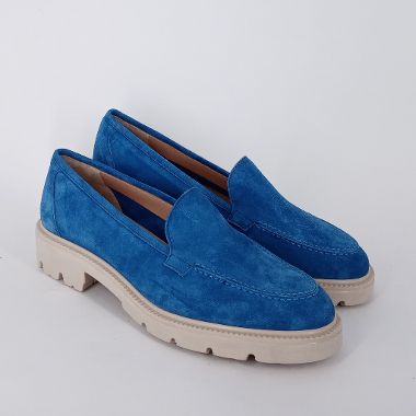CINZIA VALLE - Mocassini in camoscio bluette -30%