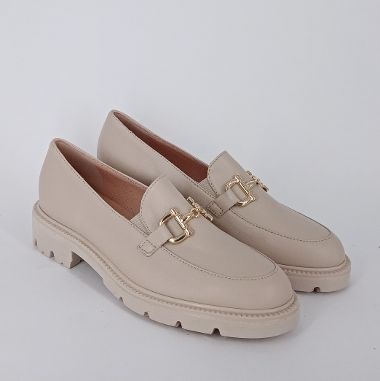CINZIA VALLE - Mocassini beige con morsetto in metallo  - 30%